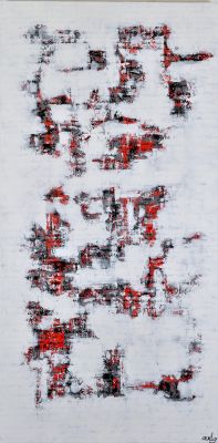 Survivance, 2016, 195x97 cm, acrylic on canvas<br />Série les mots cachés